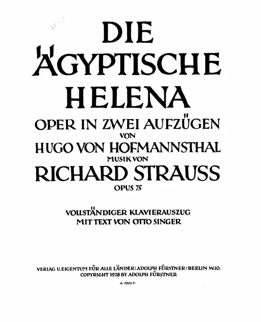 First page of Die ägyptische Helena