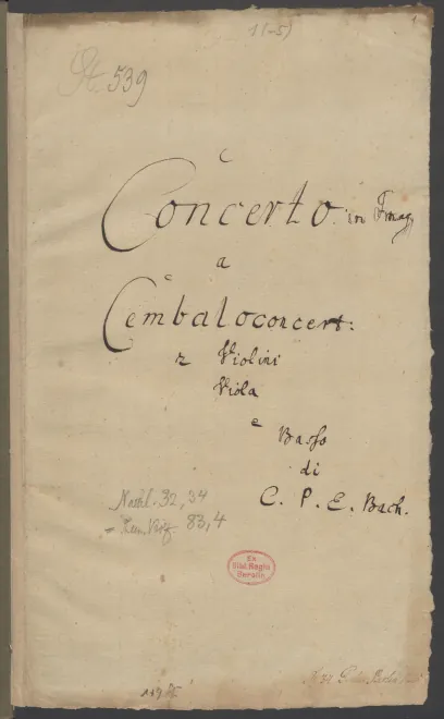 First page of Harpsichord Concerto in F major