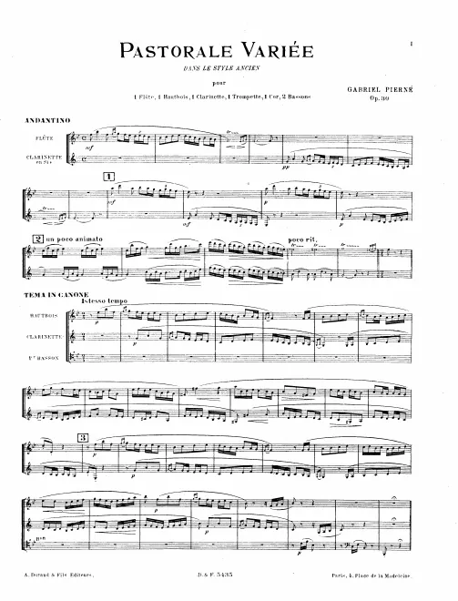 First page of Pastorale variée dans le style ancien