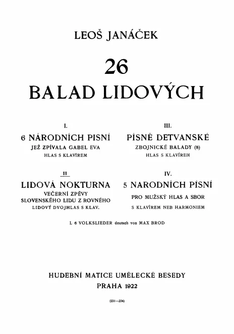 First page of Folk Nocturnes, JW 4/32