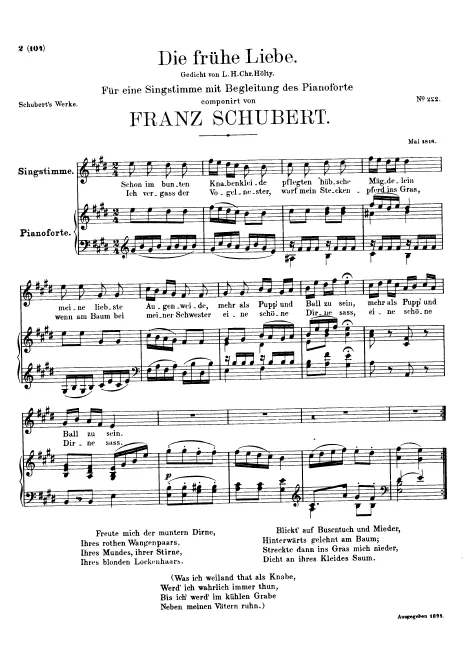 First page of Die frühe Liebe, D.430