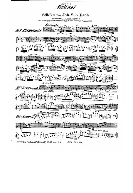 First page of Sieben Stücke von Joh. Seb. Bach