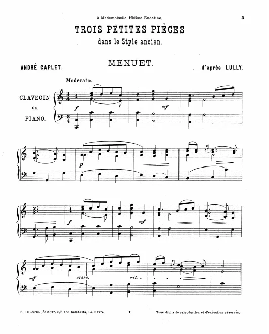 First page of 3 petites pièces dans le style ancien