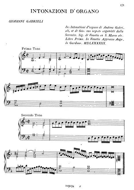 First page of Intonazioni d'Organo