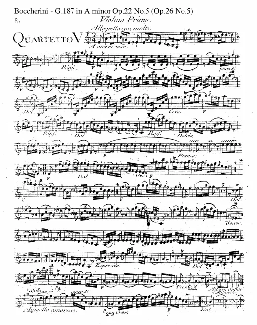 First page of String Quartet in A minor