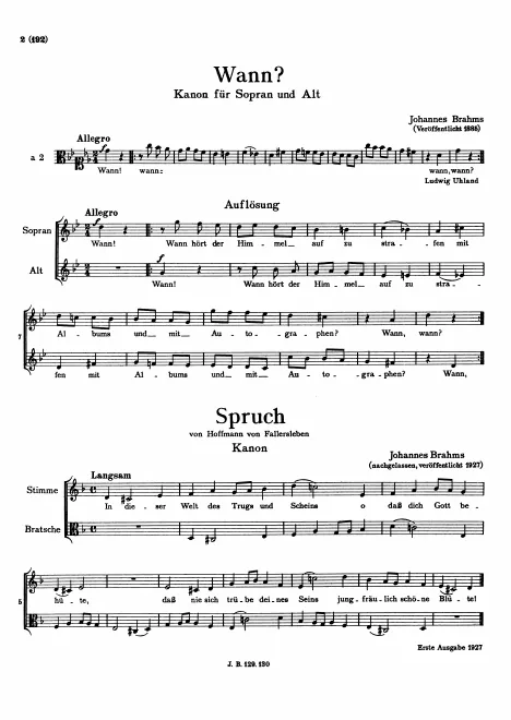 First page of Wann?, WoO 29