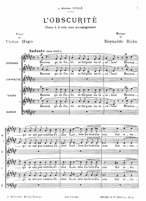 First page of L'obscurité for Chorus