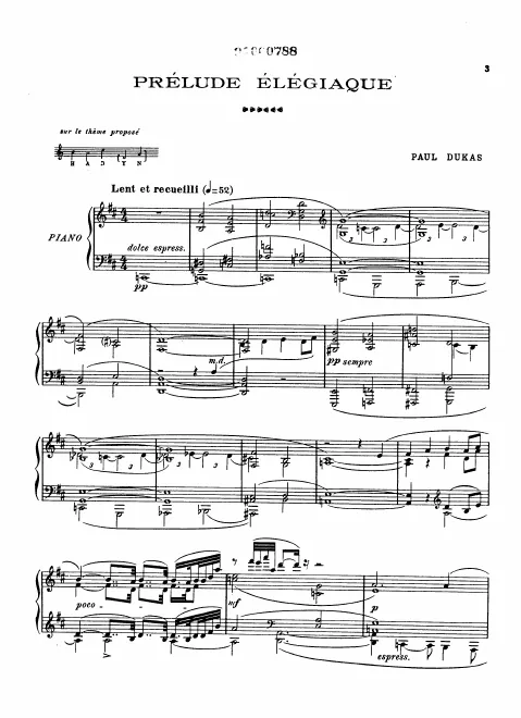 First page of Prélude élégiaque