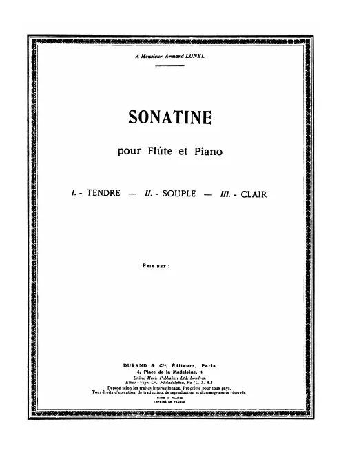 First page of Sonatina for Flute and Piano