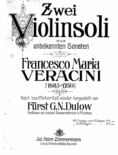 First page of Violin Sonata in B-flat major