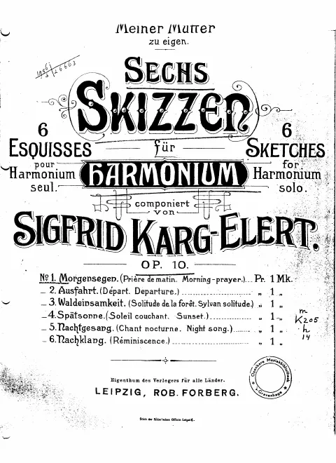 First page of 6 Skizzen für Harmonium