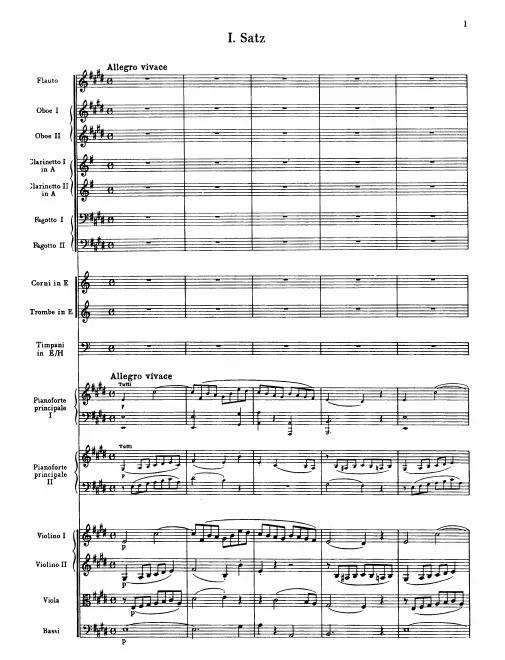 First page of Concerto for 2 Pianos in E major