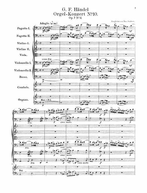 First page of Organ Concerto in D minor