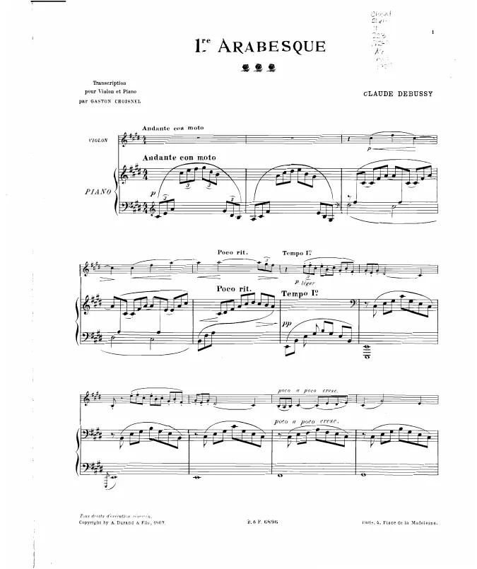 First page of Deux Arabesques