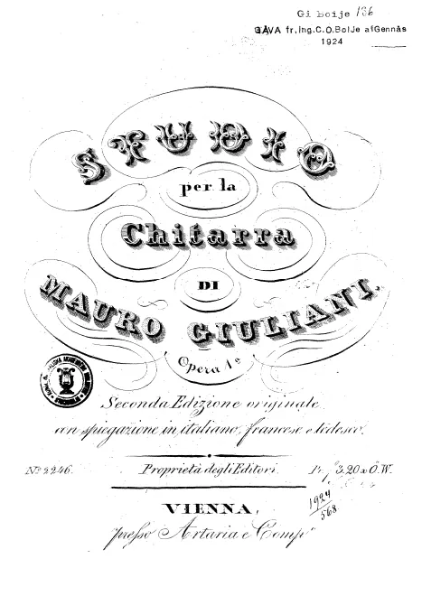 First page of Studio per la Chitarra