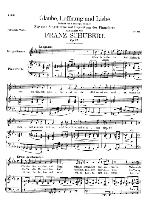 First page of Glaube, Hoffnung und Liebe, D.955
