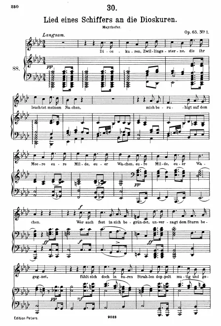 First page of Lied eines Schiffers an die Dioskuren
