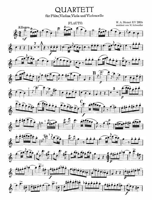 First page of Flute Quartet in C major