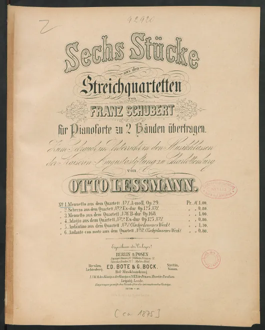 First page of String Quartet in A minor