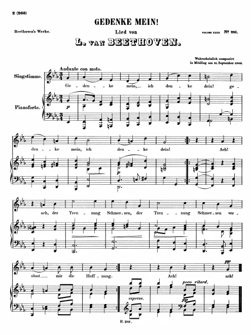 First page of Gedenke mein!