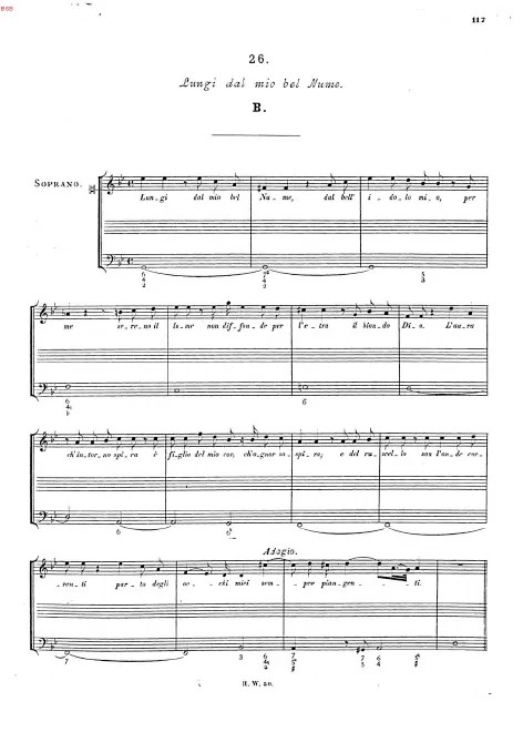 First page of Lungi dal mio bel nume, HWV 127b