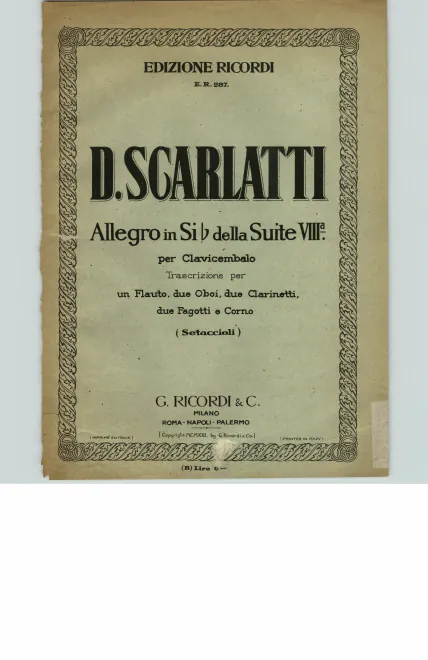 First page of Keyboard Sonata in B-flat major