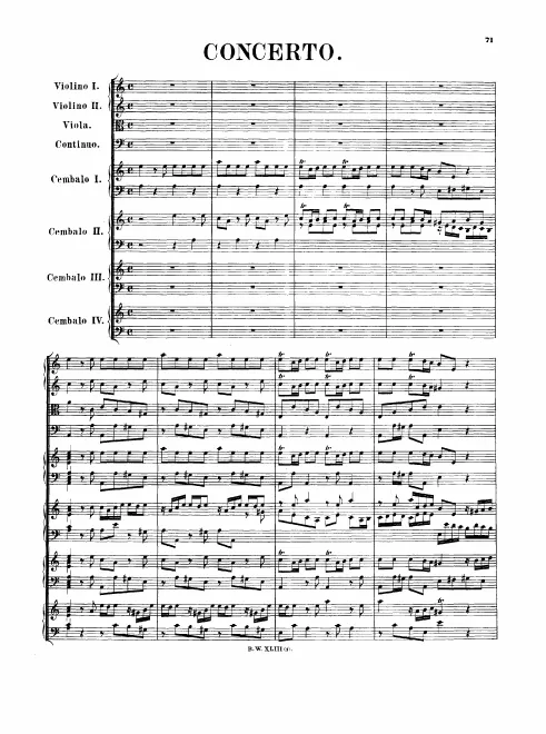First page of Concerto for 4 Harpsichords