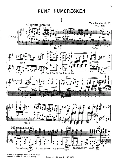 First page of 5 Humoresques