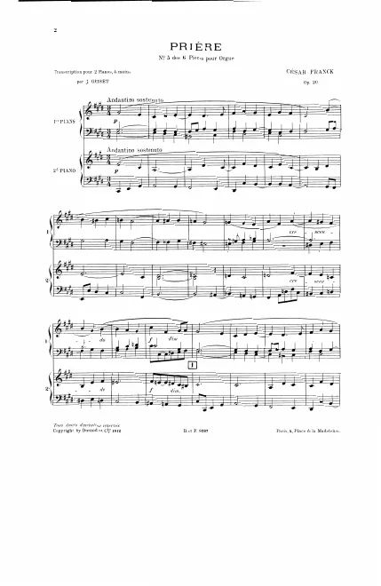 First page of Prière