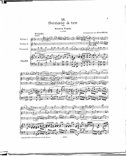 First page of Trio Sonata in E minor