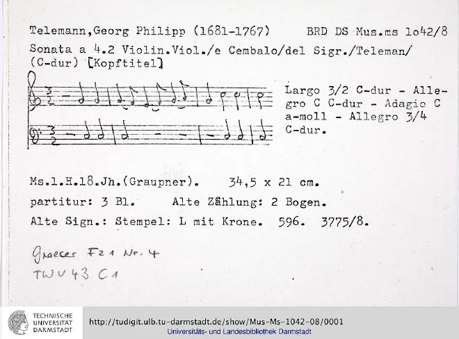 First page of Sonata à 4