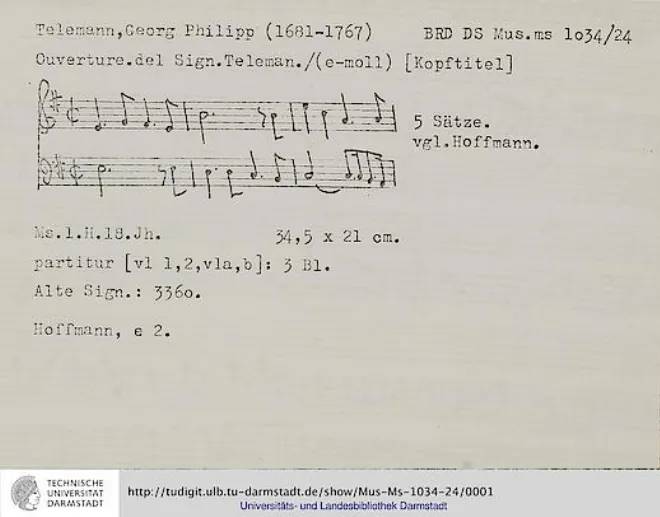 First page of Ouverture-Suite in E minor