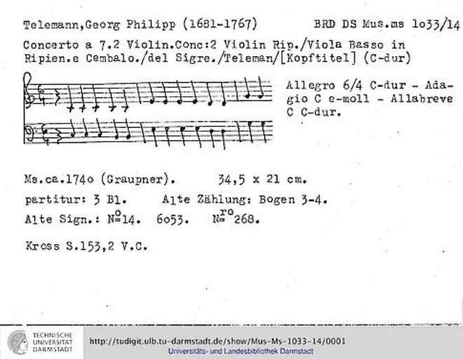 First page of Concerto for 2 Violins in C major