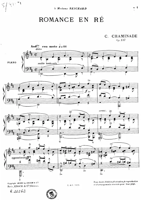 First page of Romance en Ré, Op.137