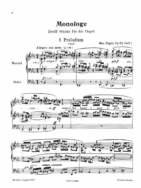 First page of Monologe - 12 Stücke für Orgel