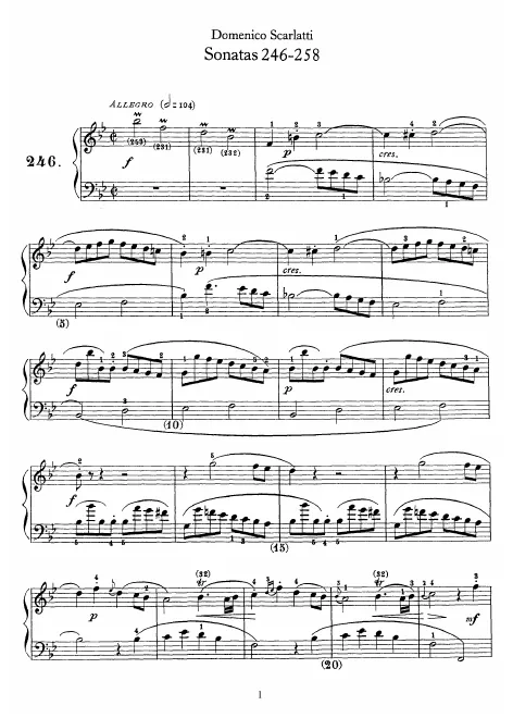 First page of Keyboard Sonata in B-flat major