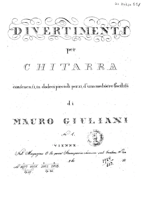 First page of 12 Divertimenti per chitarra