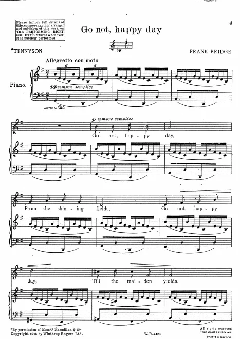 First page of Go not, happy day, H.34