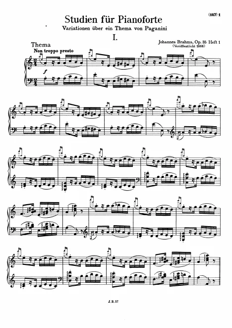 First page of Variations on a Theme by Paganini