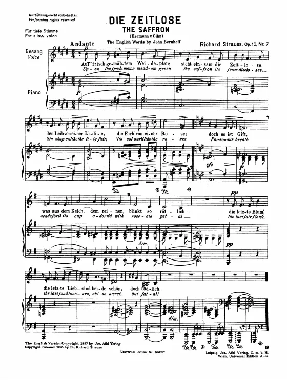 Complete Score (low voice, transposed to )