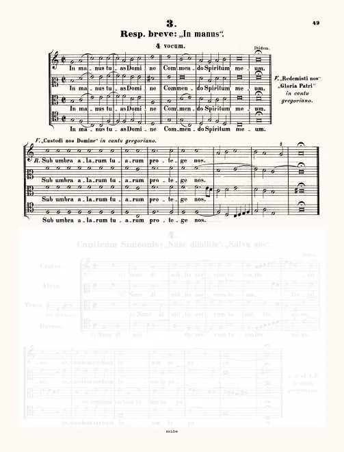 First page of In manus tuas Domine