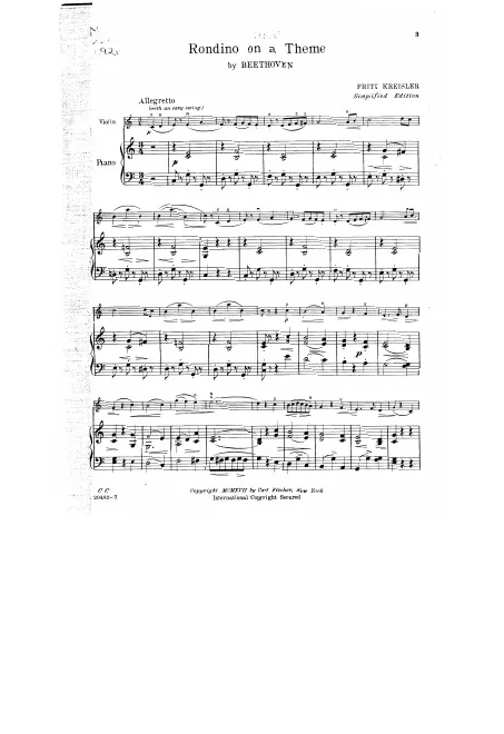 First page of Rondino on a Theme by Beethoven