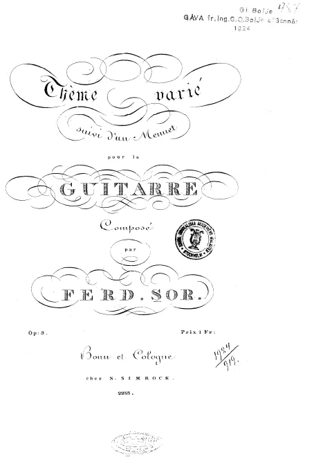 First page of Thème Varié suivi d'un Menuet