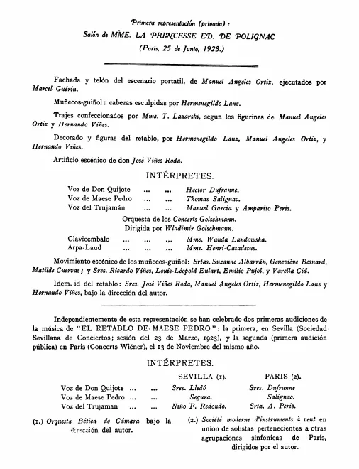 First page of El retablo de maese Pedro