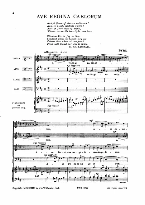 First page of Ave Regina caelorum