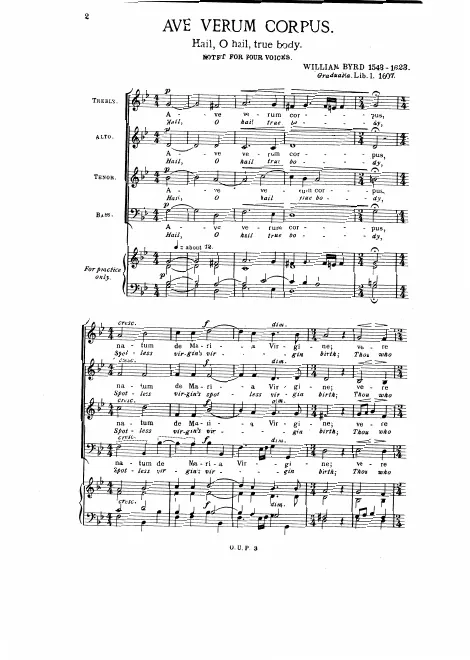 First page of Ave verum corpus
