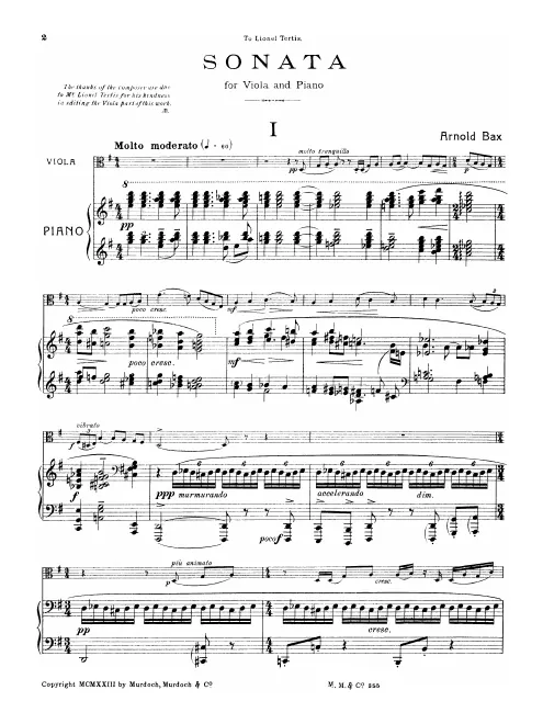 First page of Sonata for Viola and Piano