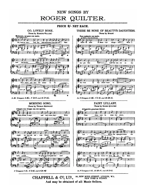 First page of 5 English Love Lyrics