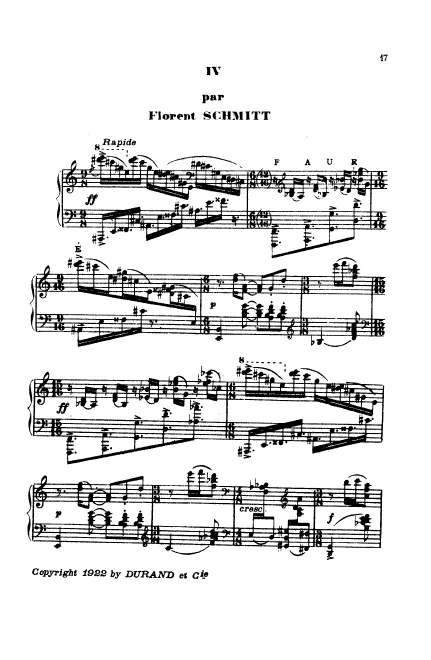 First page of Hommage sur le nom de Gabriel Fauré