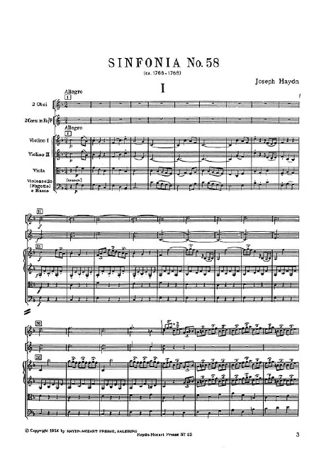 First page of Symphony No.58 in F major